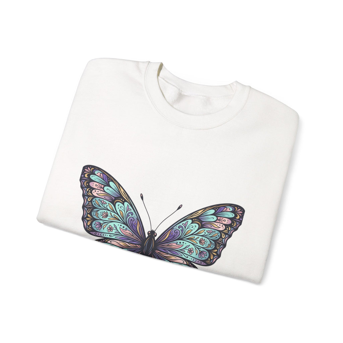 Butterfly Crewneck Sweatshirt – Teal Purple Watercolor Wing Design