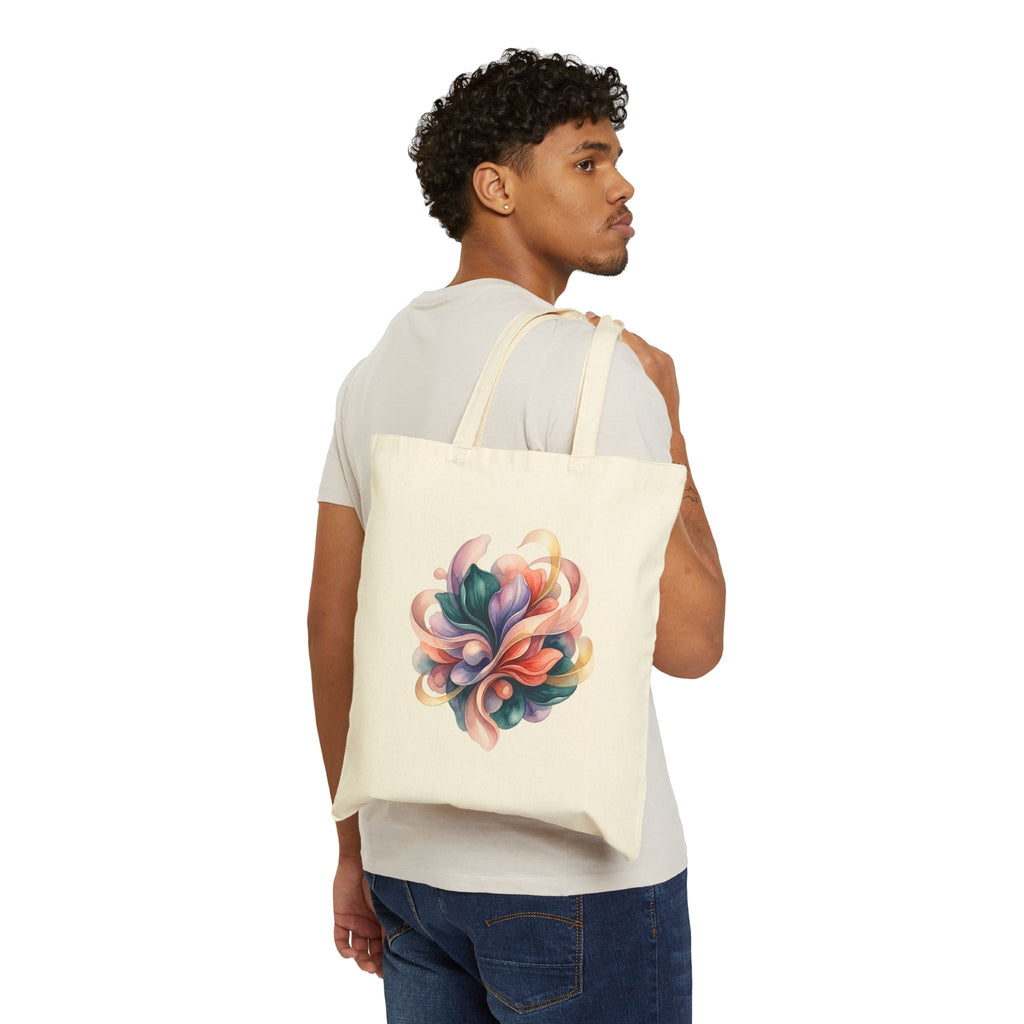 Canvas Tote Bag — Abstract Pastel Floral Swirl Art