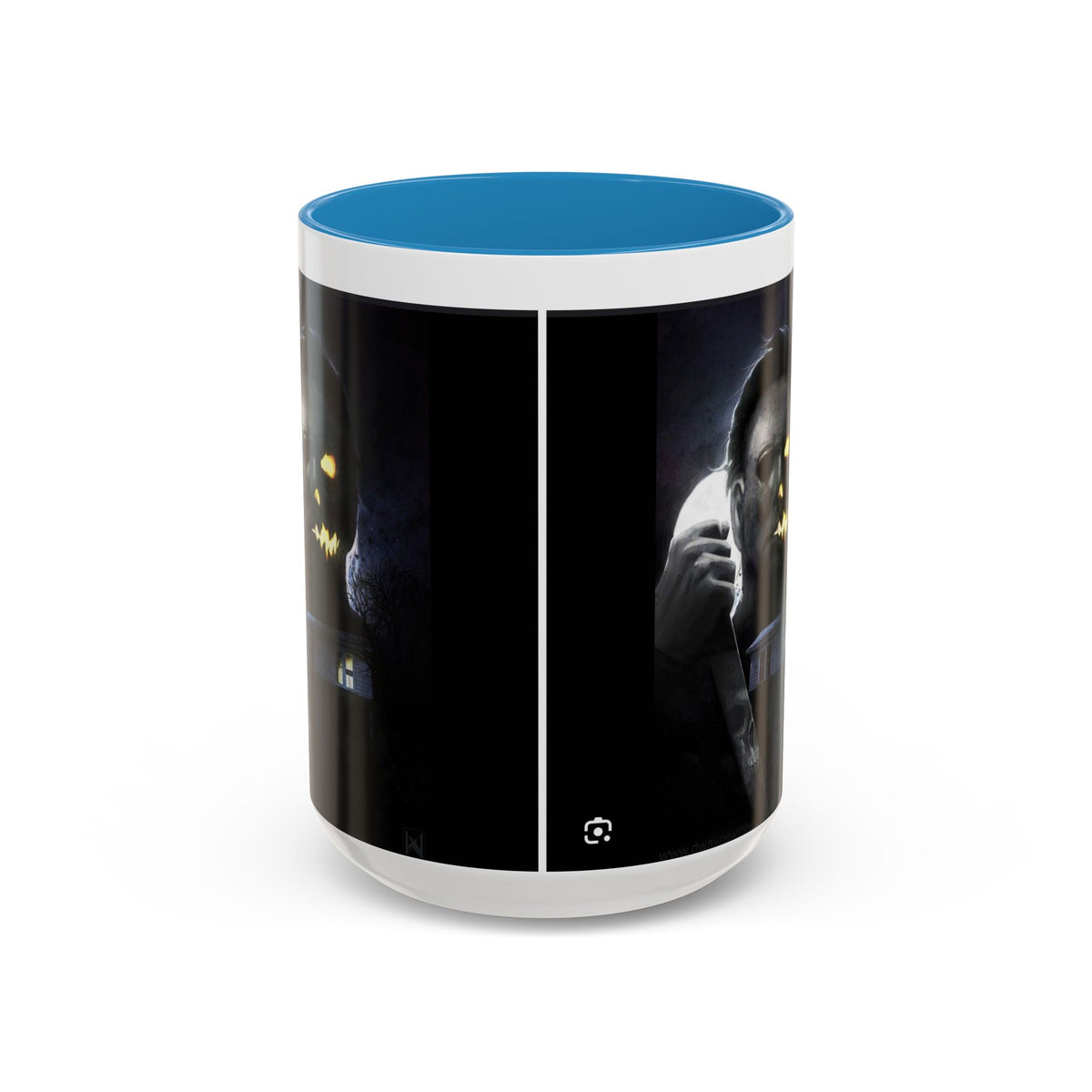 Halloween Michael Myers Accent Coffee Mug — Spooky Horror Movie Jack-O'-Lantern Face (11/15oz)