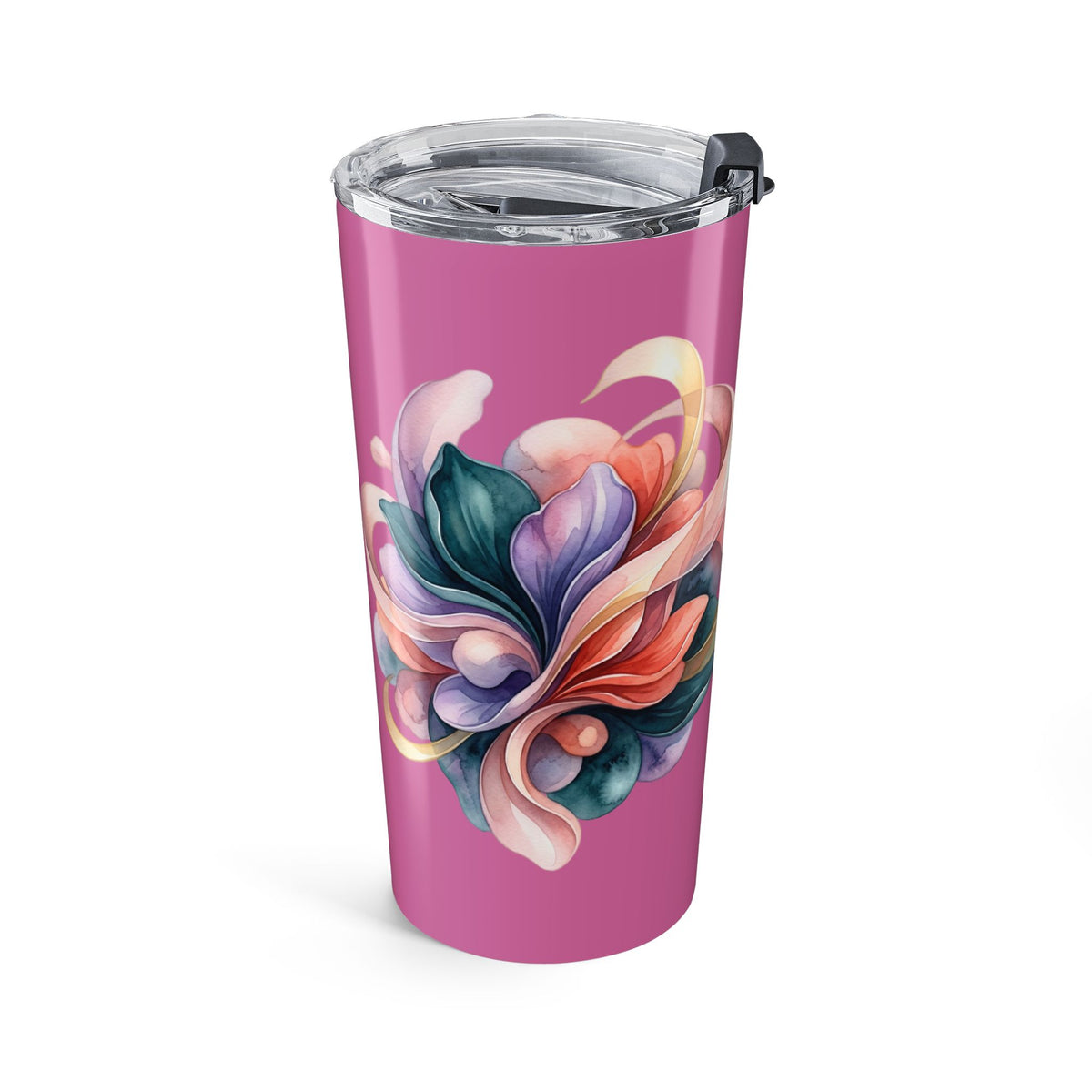 Floral Swirl 20oz Tumbler — Pink Artistic Flower Travel Mug