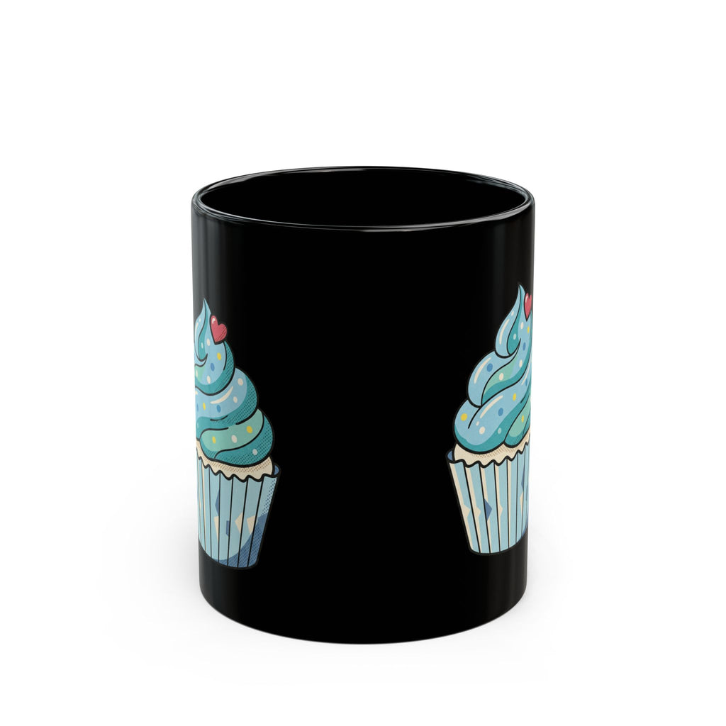 Blue Frosting Cupcake Black Mug (11oz, 15oz)