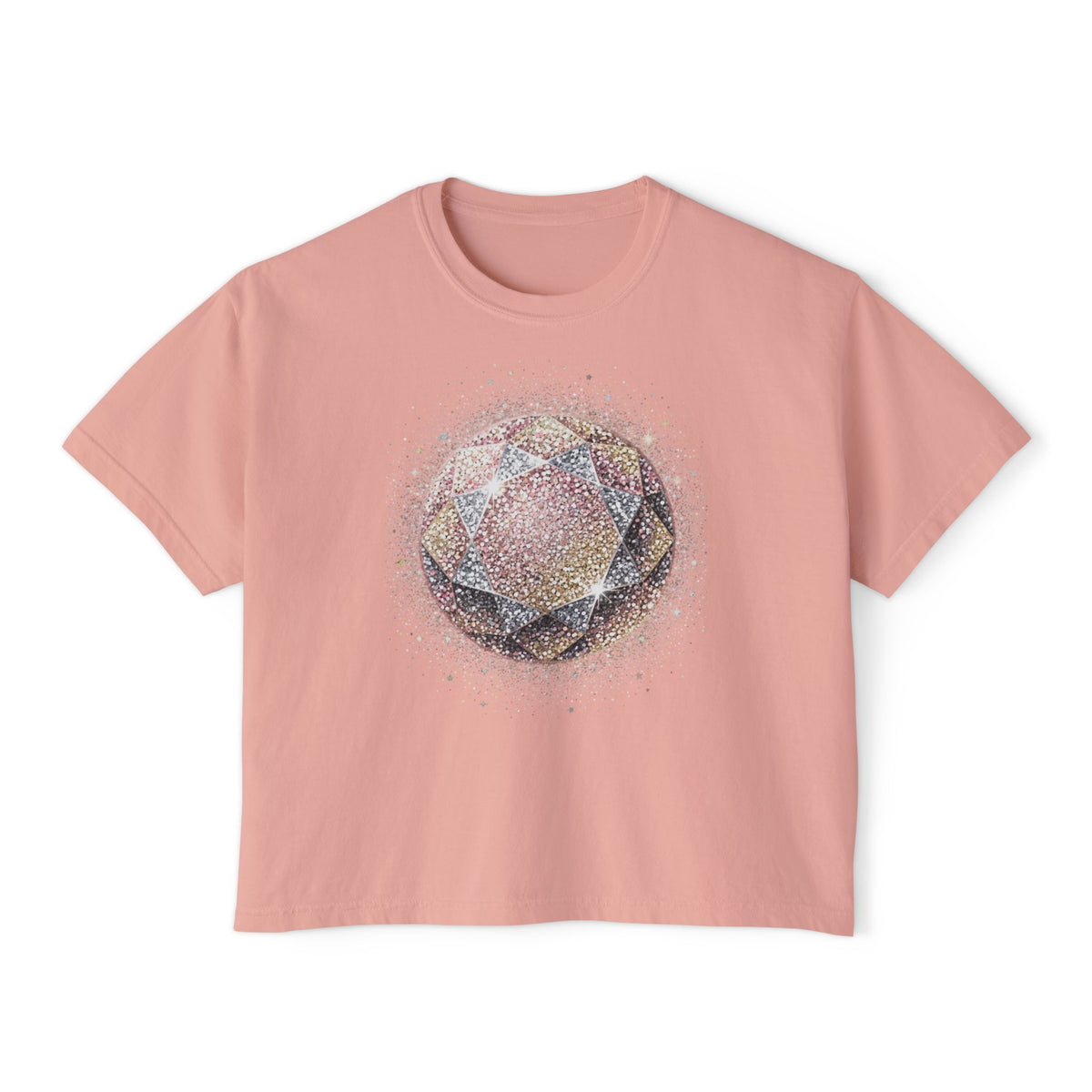 Women's Boxy Tee — Watercolor Geode Crystal Graphic