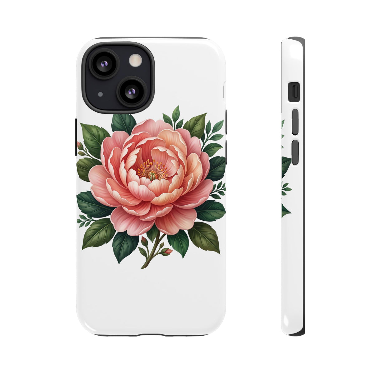 Floral Peony Tough Phone Case — Protective Botanical iPhone Cover