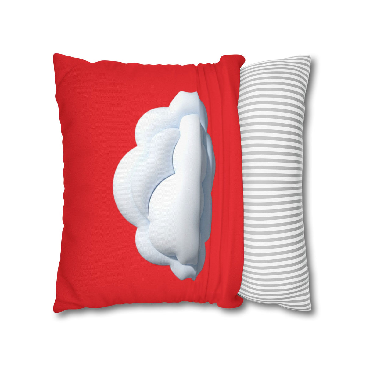 Cloud Graphic Red Pillowcase — Red Cute Cloud Decor