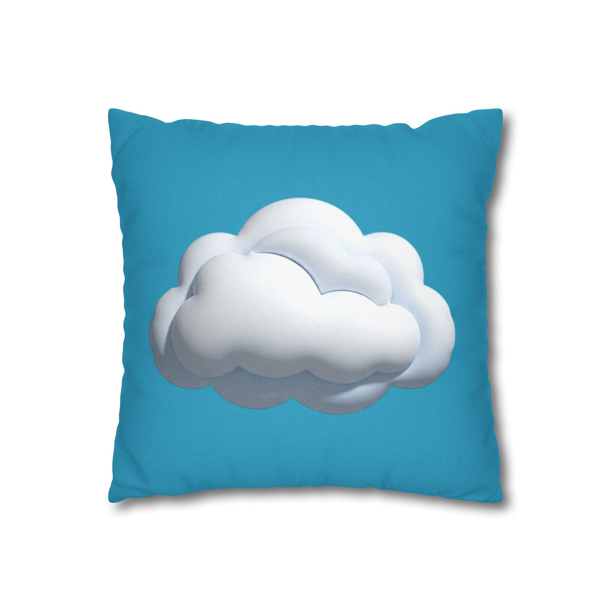 Cloud Print Turquoise Pillowcase – Cute White Cloud on Blue Decorative Throw Pillow Cover