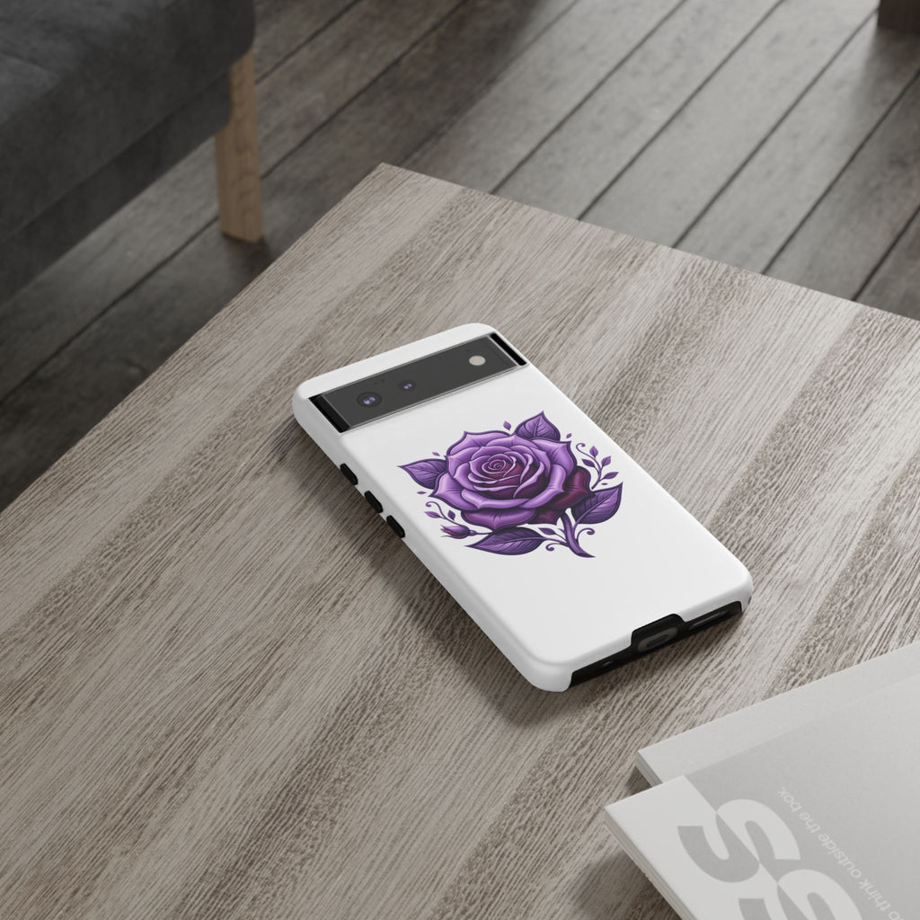 Purple Rose Tough Phone Case — Floral Protective Phone Cover