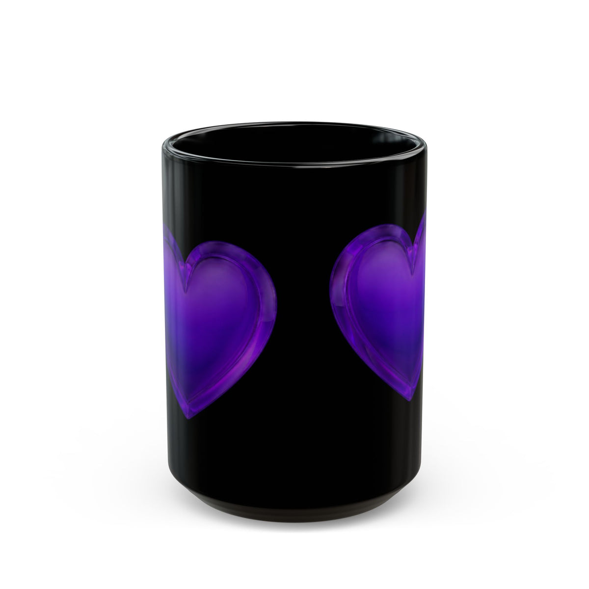 Black Mug - Purple Heart Ceramic Coffee Cup (11oz & 15oz)