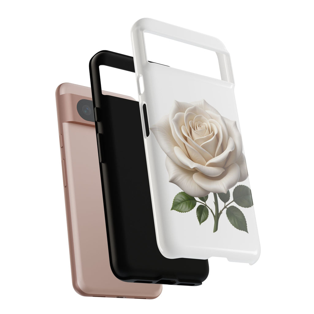 White Rose Tough Phone Case – Elegant Floral Protective Cover
