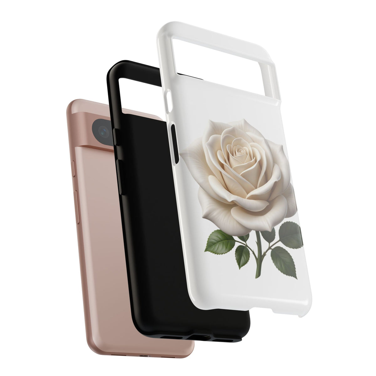 White Rose Tough Phone Case – Elegant Floral Protective Cover