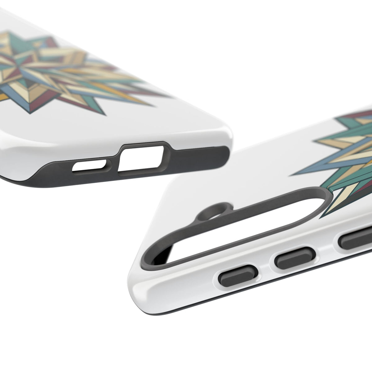 Geometric Star Phone Case — Teal & Earthtone Mandala Design