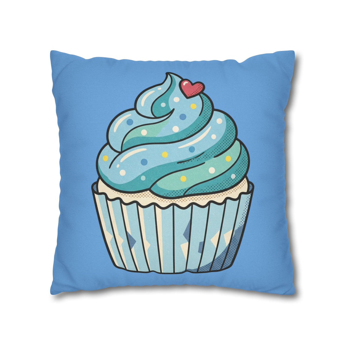Blue Cupcake Throw Pillowcase — Cute Dessert Decorative Cushion Cover- Light Blue