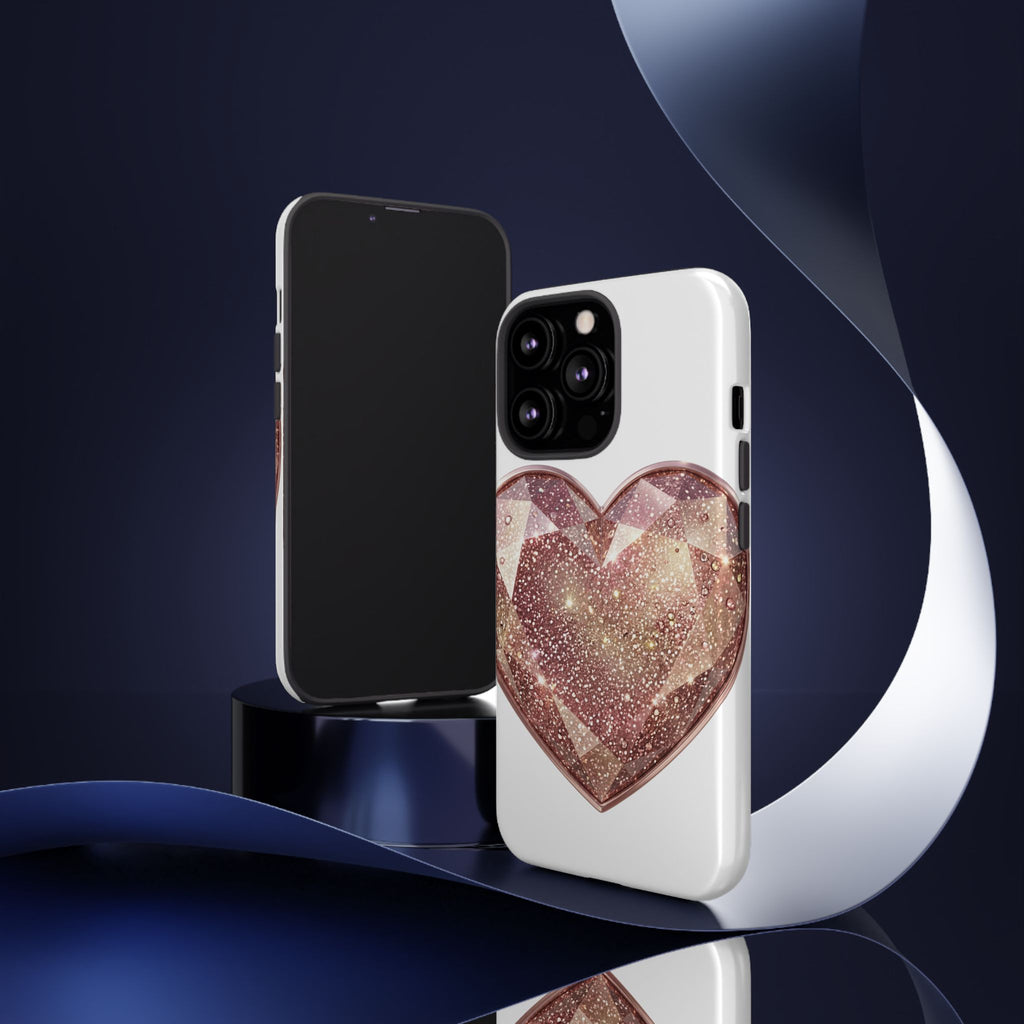 Rose Gold Glitter Crystal Heart Phone Case