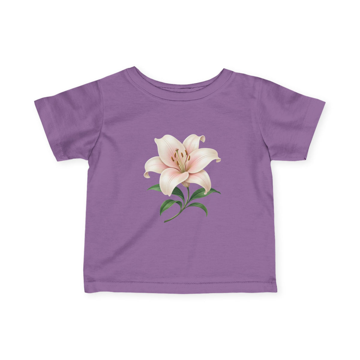 Infant Tee with Soft Pink Lily Floral Print — Baby Girl Spring Outfit