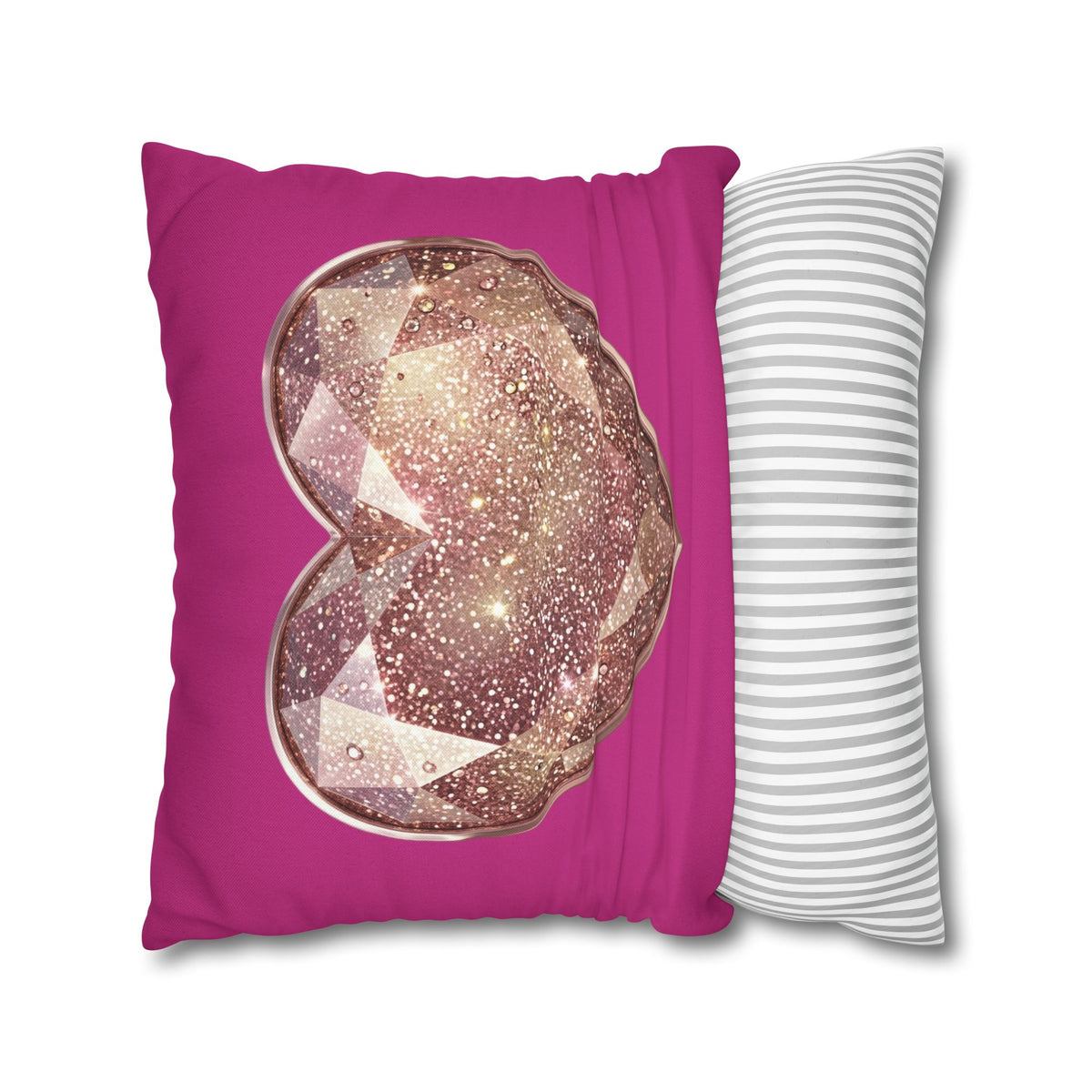 Sparkling Rose Gold Heart Throw Pillowcase- Magenta