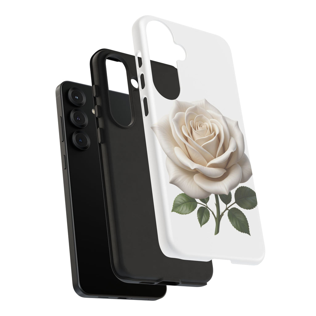 White Rose Tough Phone Case – Elegant Floral Protective Cover