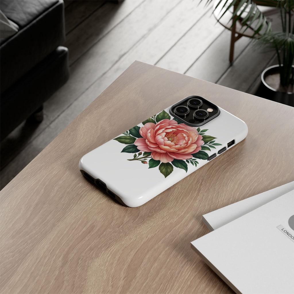 Floral Peony Tough Phone Case — Protective Botanical iPhone Cover