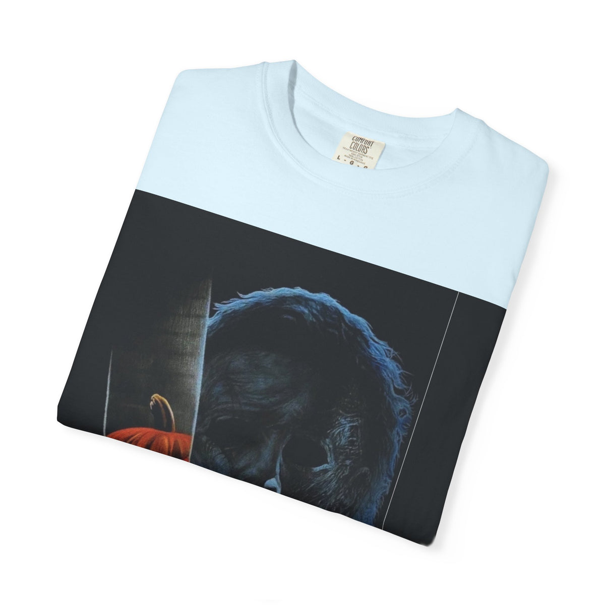 T-Shirt — Halloween Split-Face Pumpkin & Michael Myers Horror Graphic