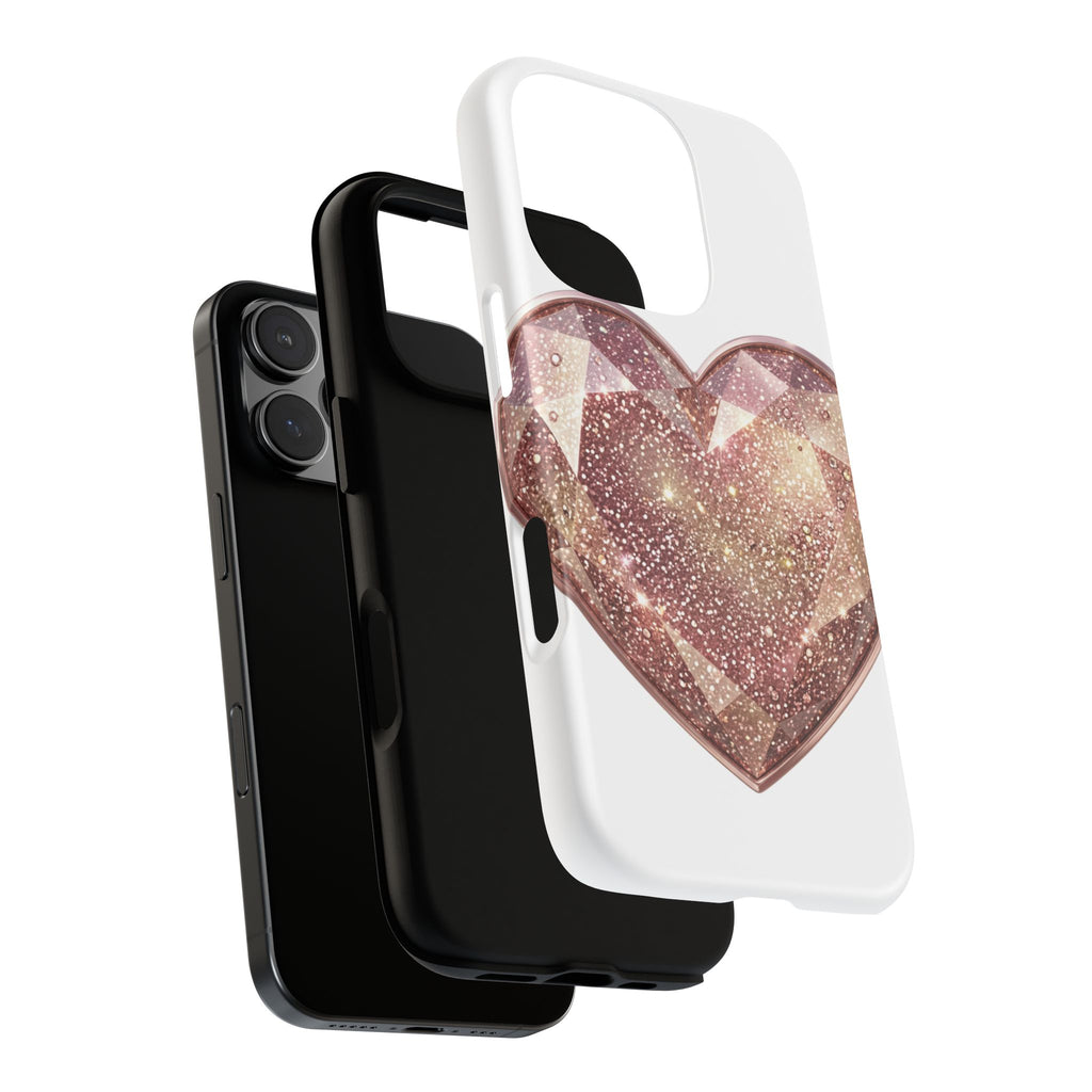 Rose Gold Glitter Crystal Heart Phone Case