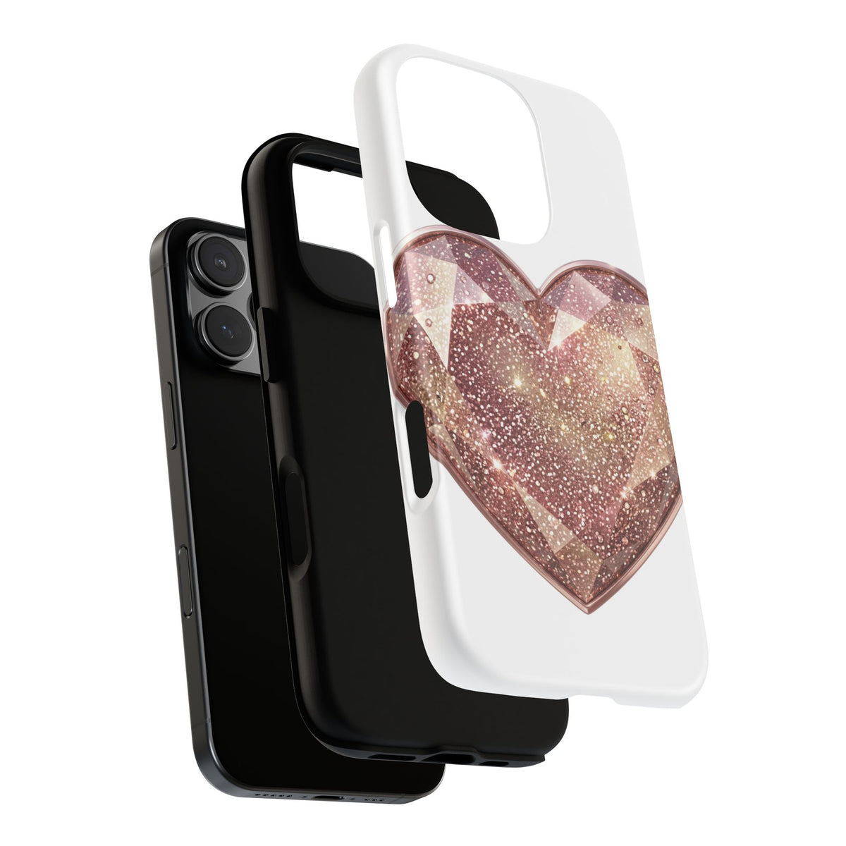 Rose Gold Glitter Crystal Heart Phone Case