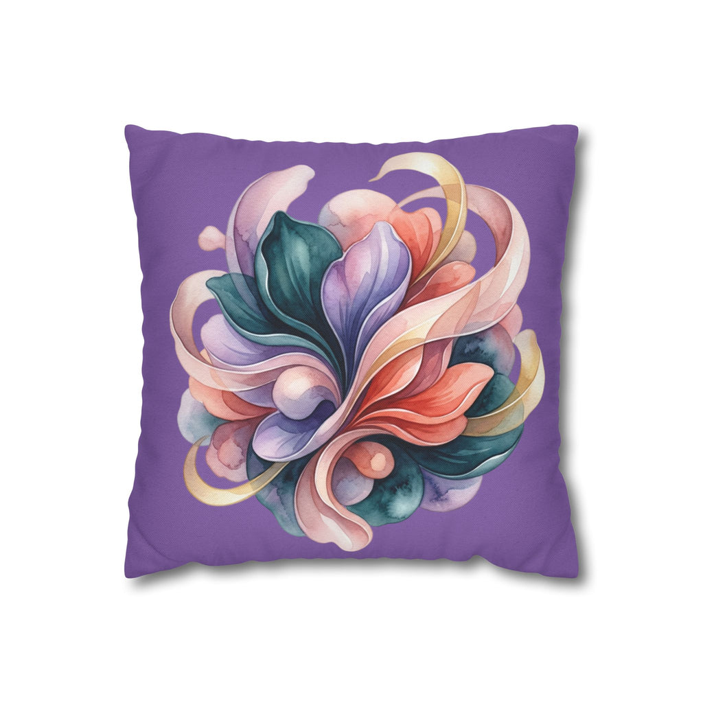 Floral Swirl Decorative Pillowcase — Purple Abstract Bloom Accent