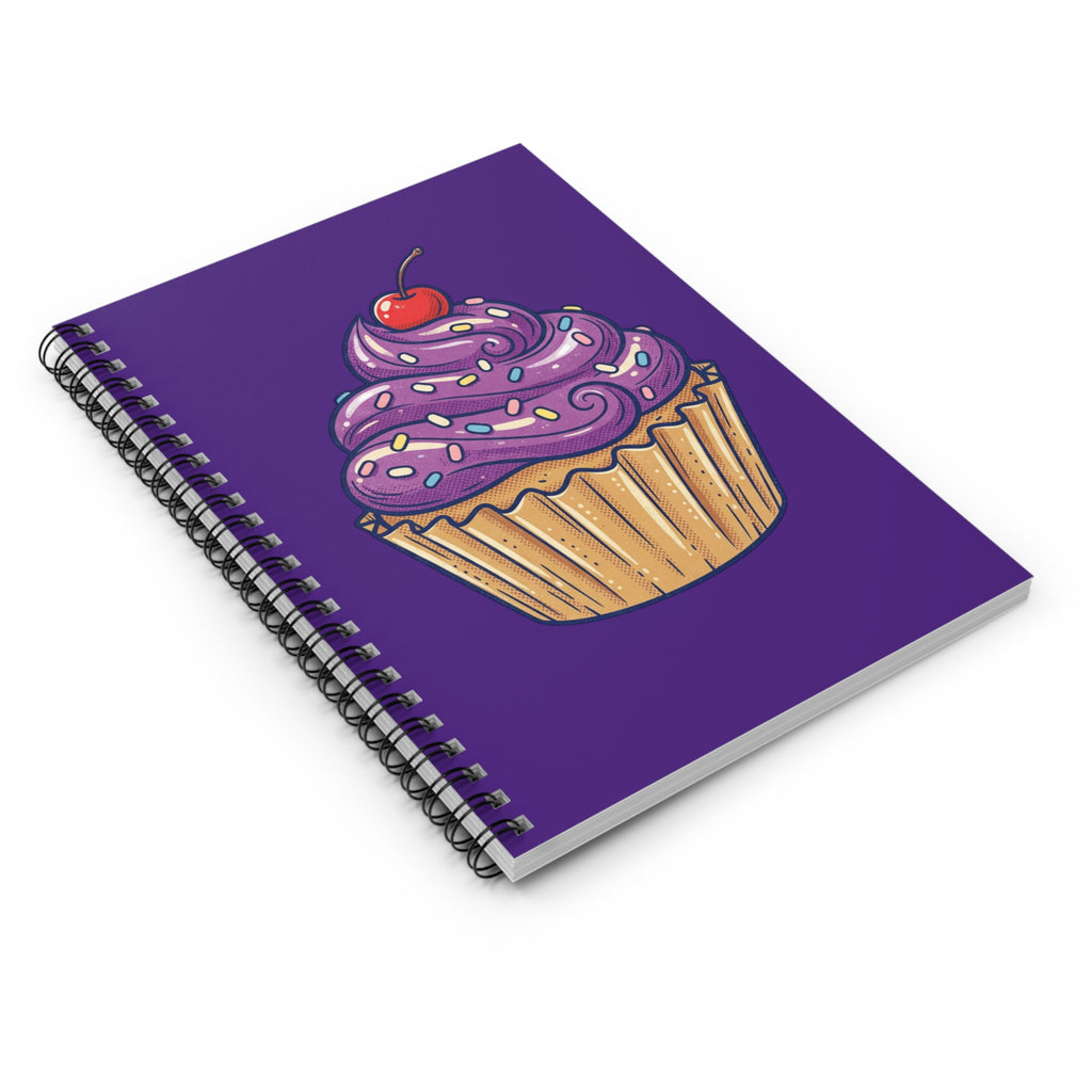 Purple Cupcake Spiral Notebook — Cute Cherry Dessert Journal (Ruled)