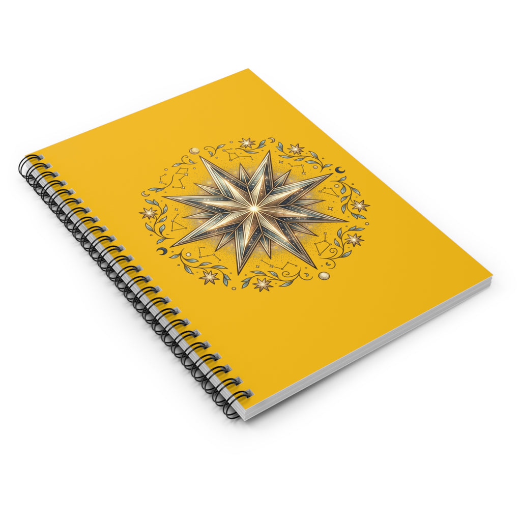 Star Print Spiral Notebook - Ruled Line- Yellow