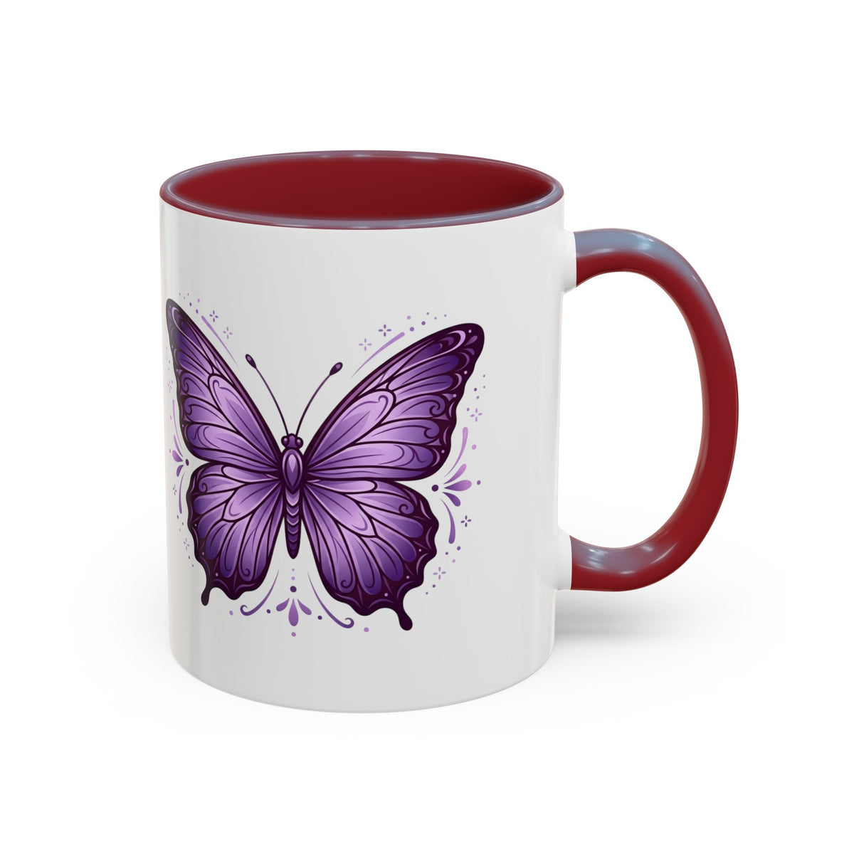 Purple Butterfly Accent Coffee Mug — 11oz & 15oz Decorative Tea Cup