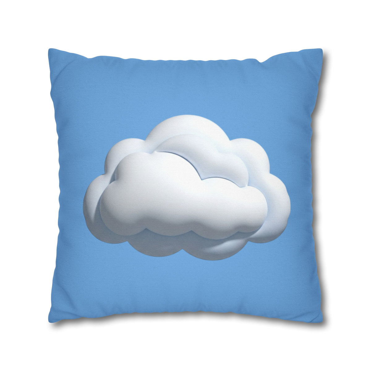 Cloud Print Square Pillowcase — Soft Light Blue Decorative Throw Pillow Cover