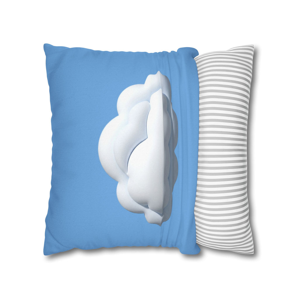 Cloud Print Square Pillowcase — Soft Light Blue Decorative Throw Pillow Cover