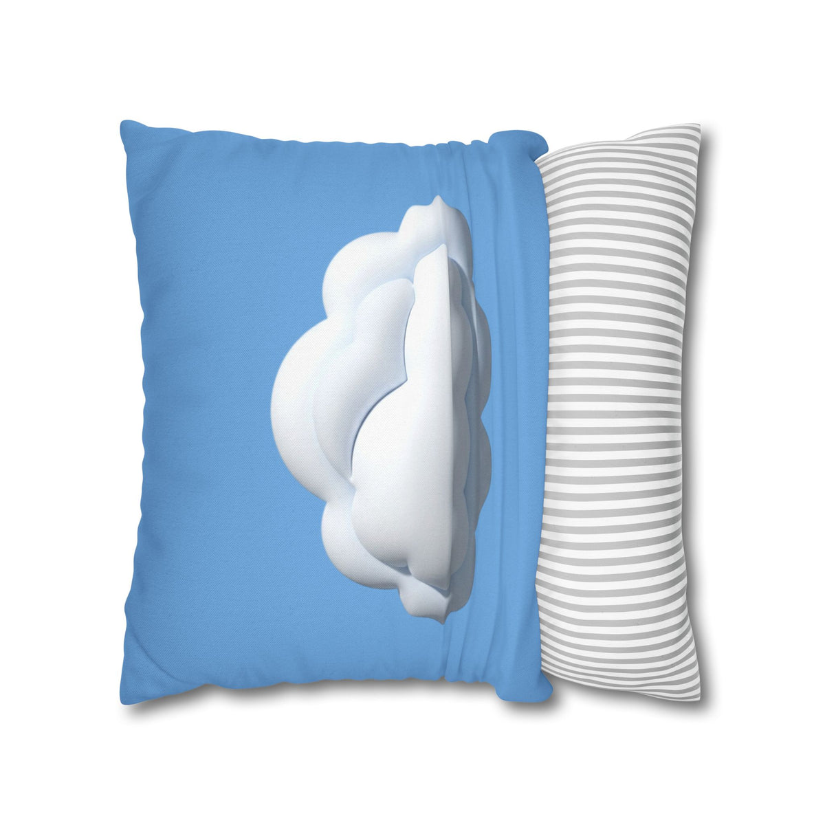 Cloud Print Square Pillowcase — Soft Light Blue Decorative Throw Pillow Cover