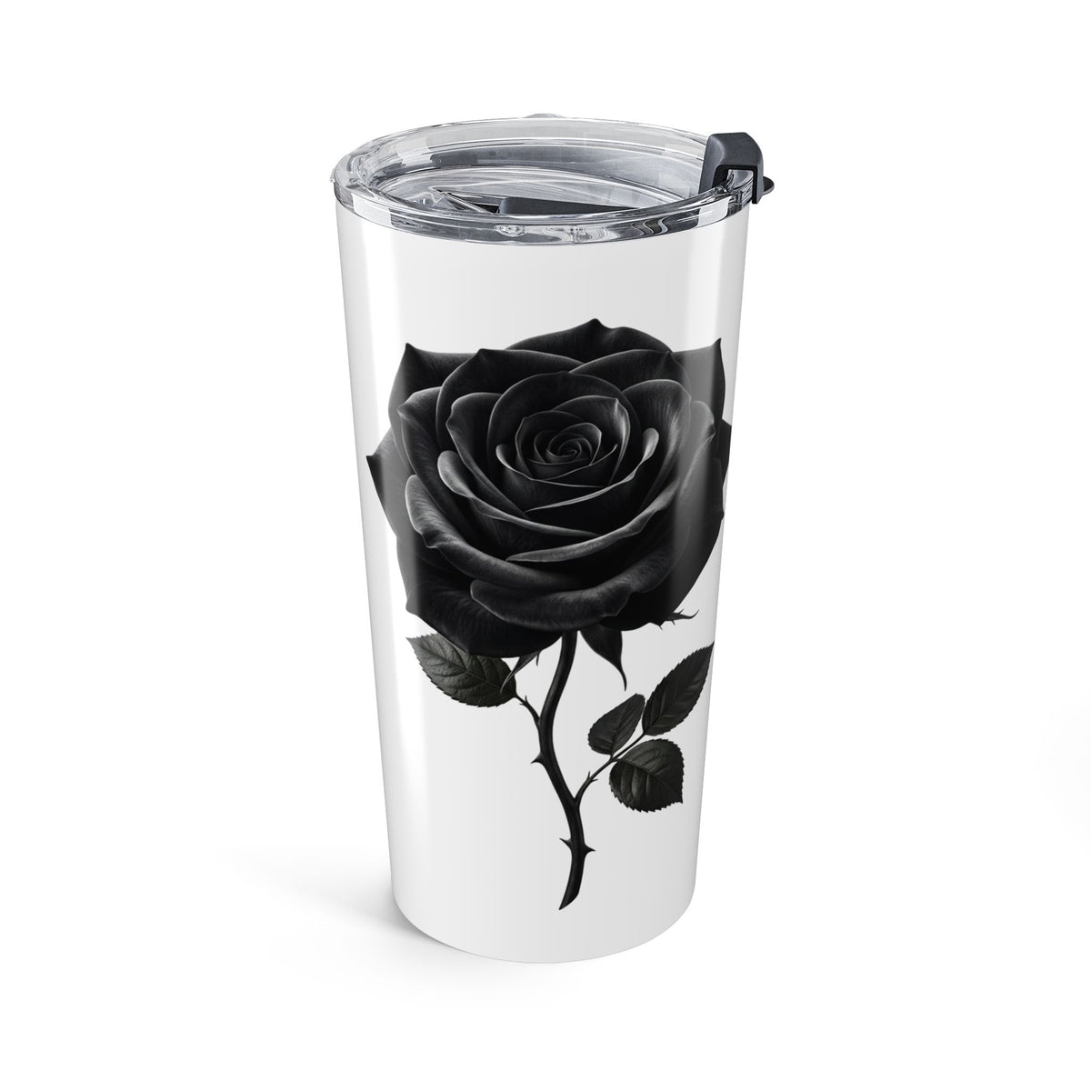 20oz Stainless Tumbler with Black Rose Silhouette