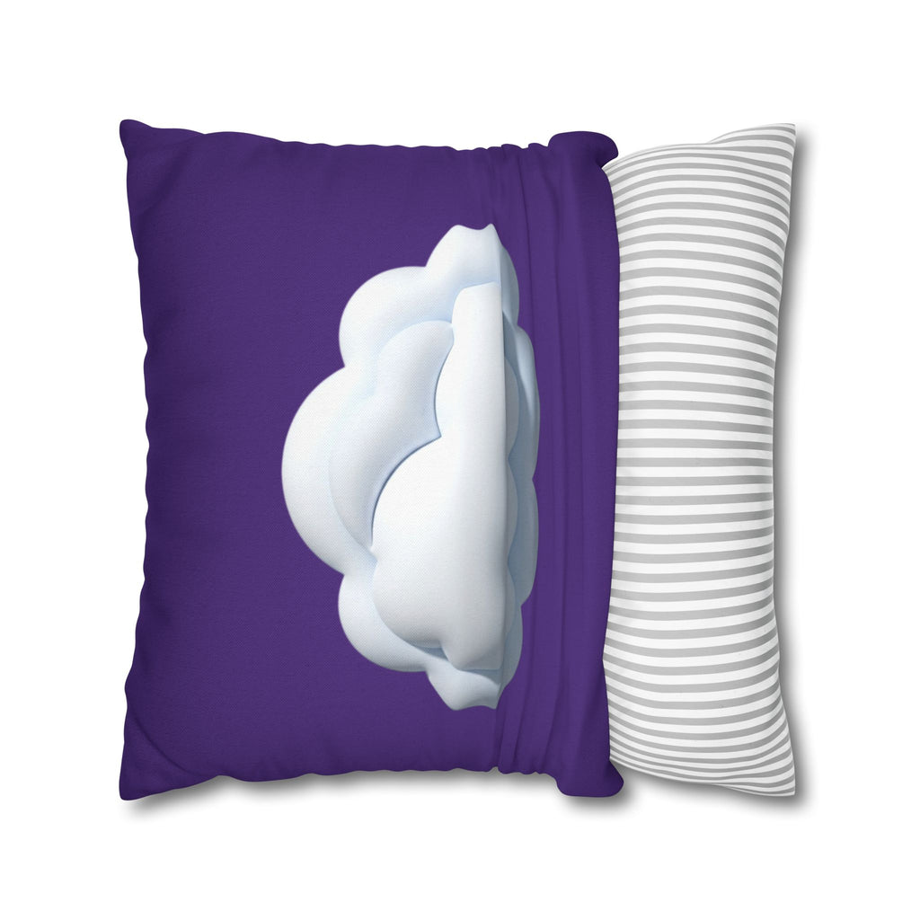 Cloud Graphic Pillowcase - Dark Purple Whimsical Decorative Throw Pillow Cover