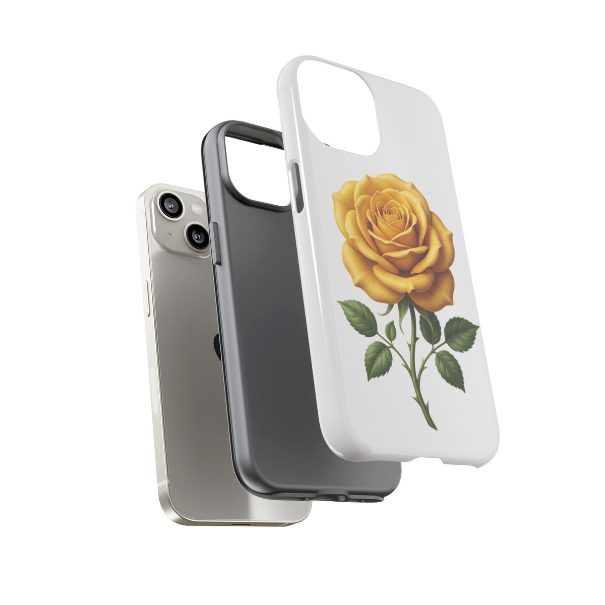 Yellow Rose Phone Case — Vintage Floral Tough Protective Cover