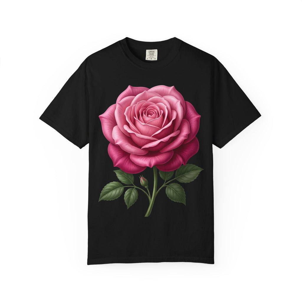 Vintage Pink Rose T-Shirt — Botanical Floral Graphic Tee