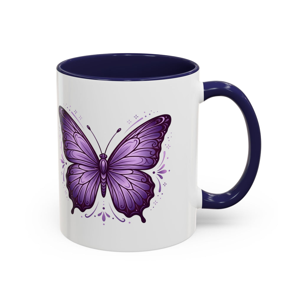 Purple Butterfly Accent Coffee Mug — 11oz & 15oz Decorative Tea Cup