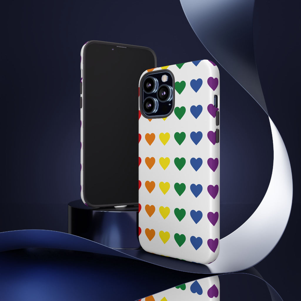 Rainbow Heart Tough Phone Case — Pride Pattern Protective Cover
