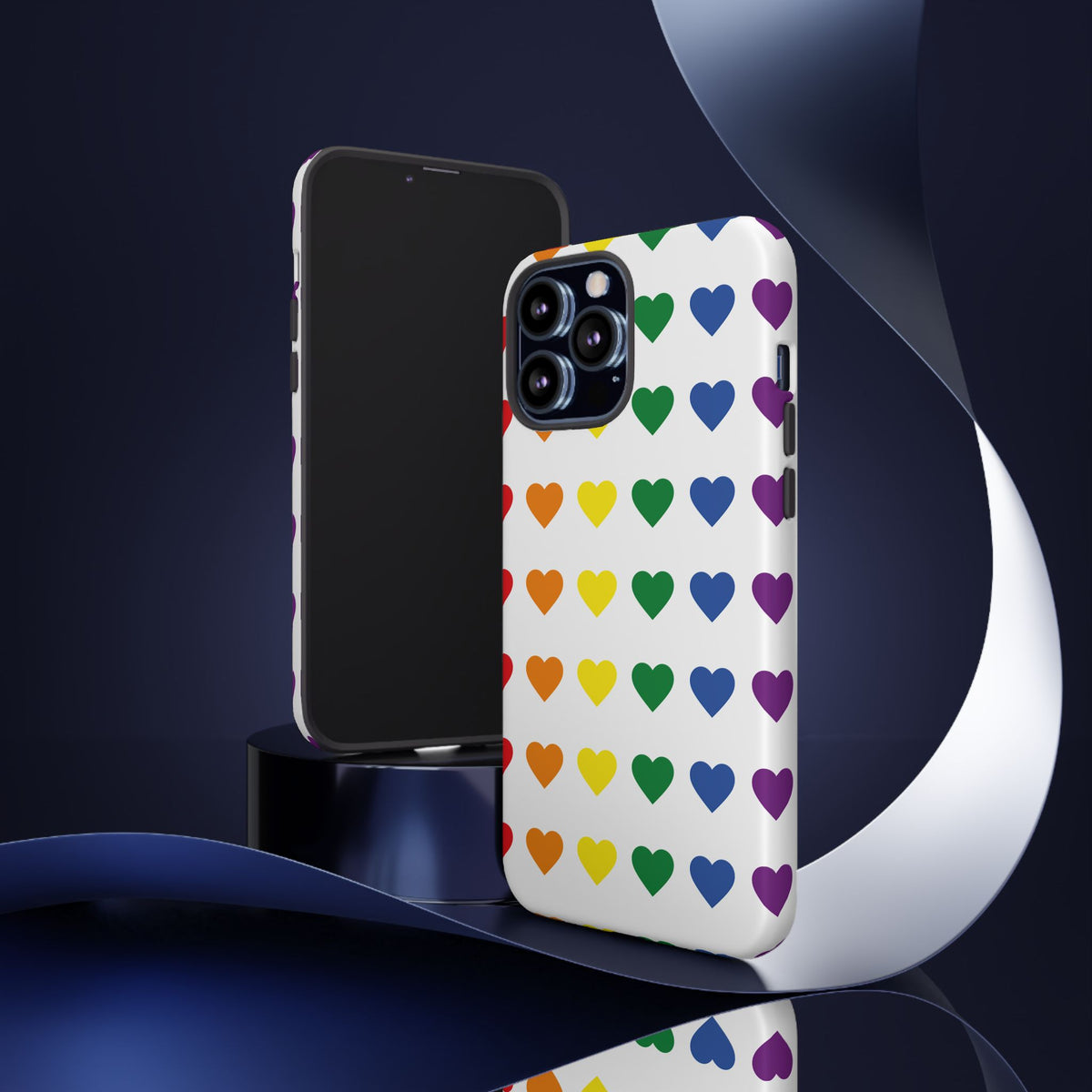 Rainbow Heart Tough Phone Case — Pride Pattern Protective Cover
