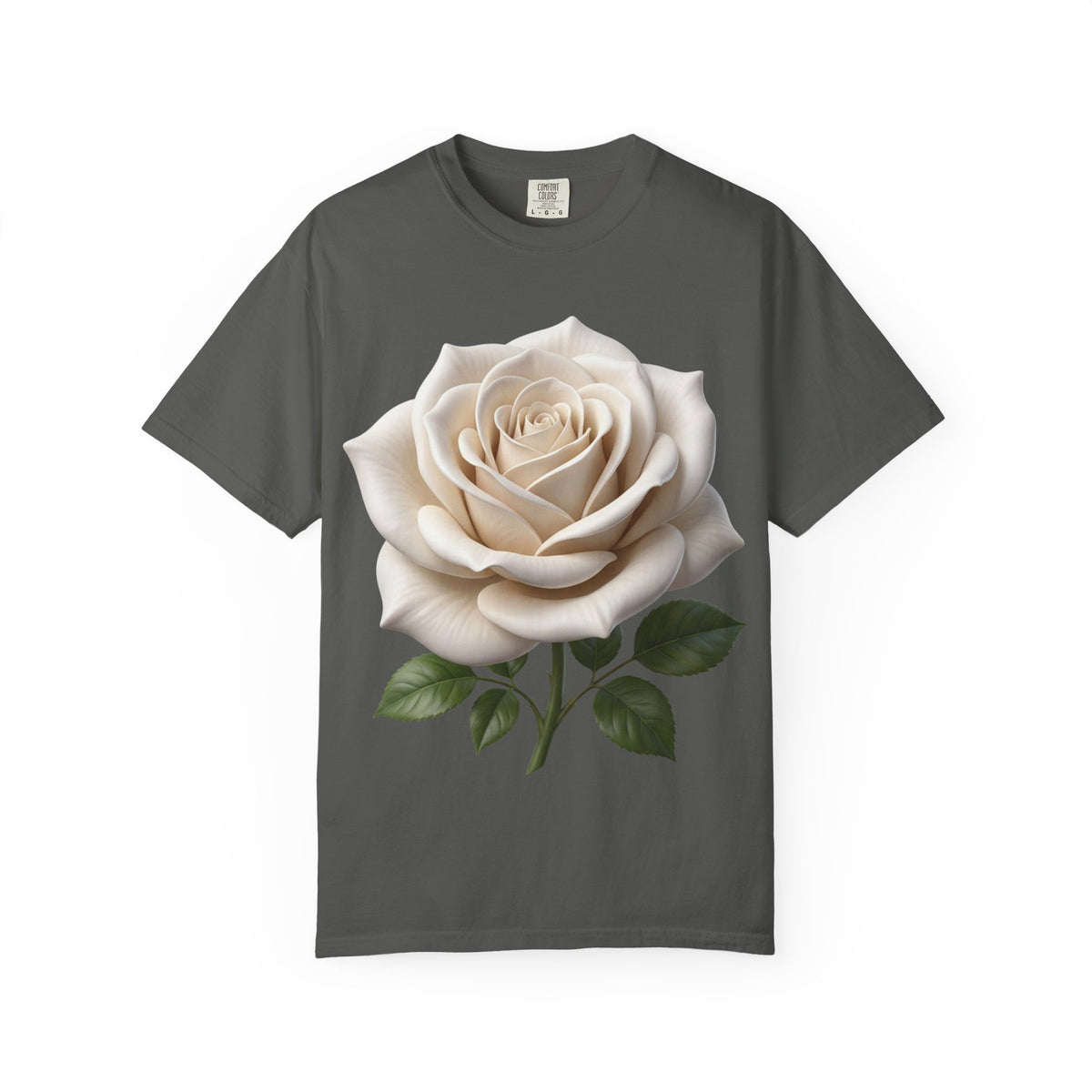 White Rose T-Shirt — Realistic Vintage Floral Tee