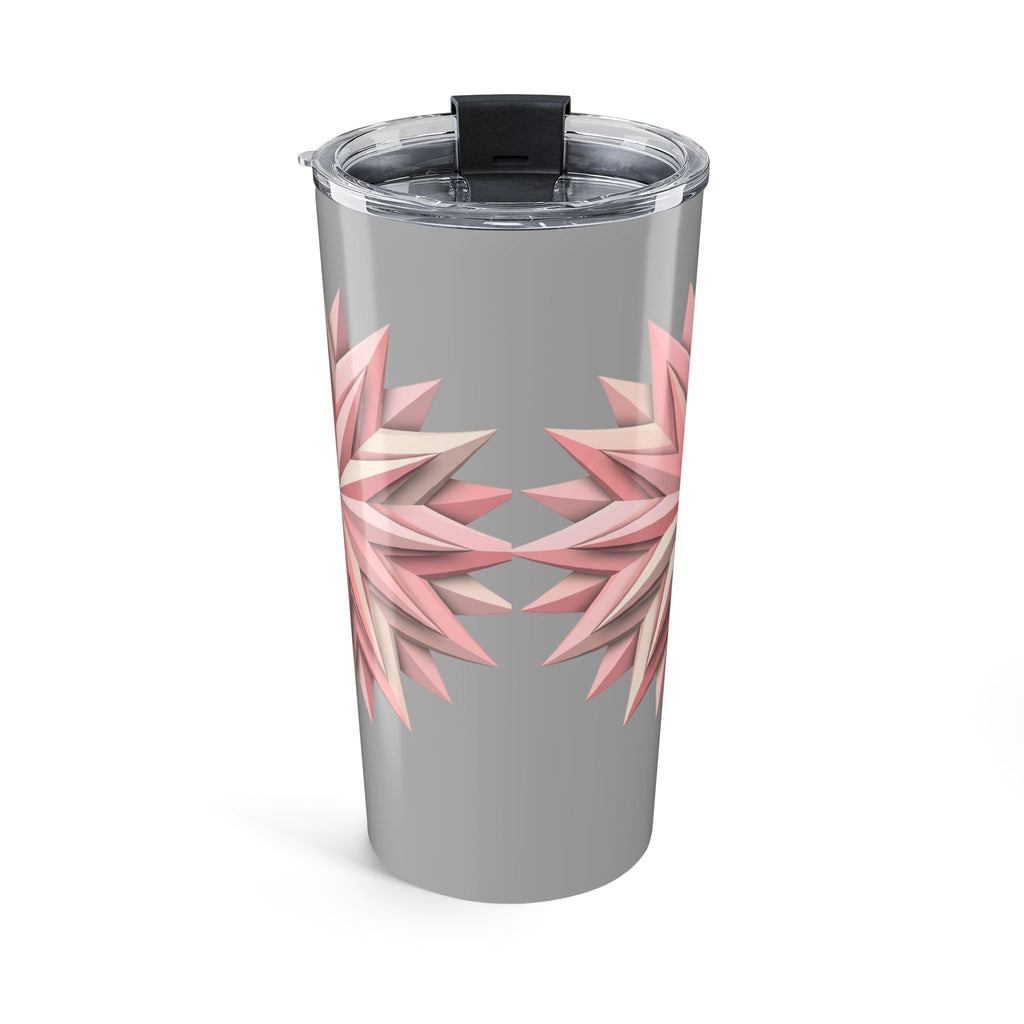 20oz Floral Starburst Tumbler – Pink Geometric Flower Travel Cup- Light Grey