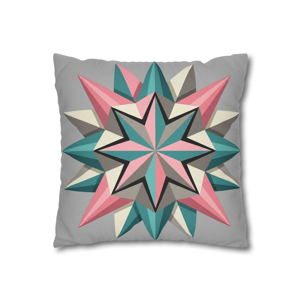 Geometric Starburst Throw Pillowcase — Pink Teal Modern Accent