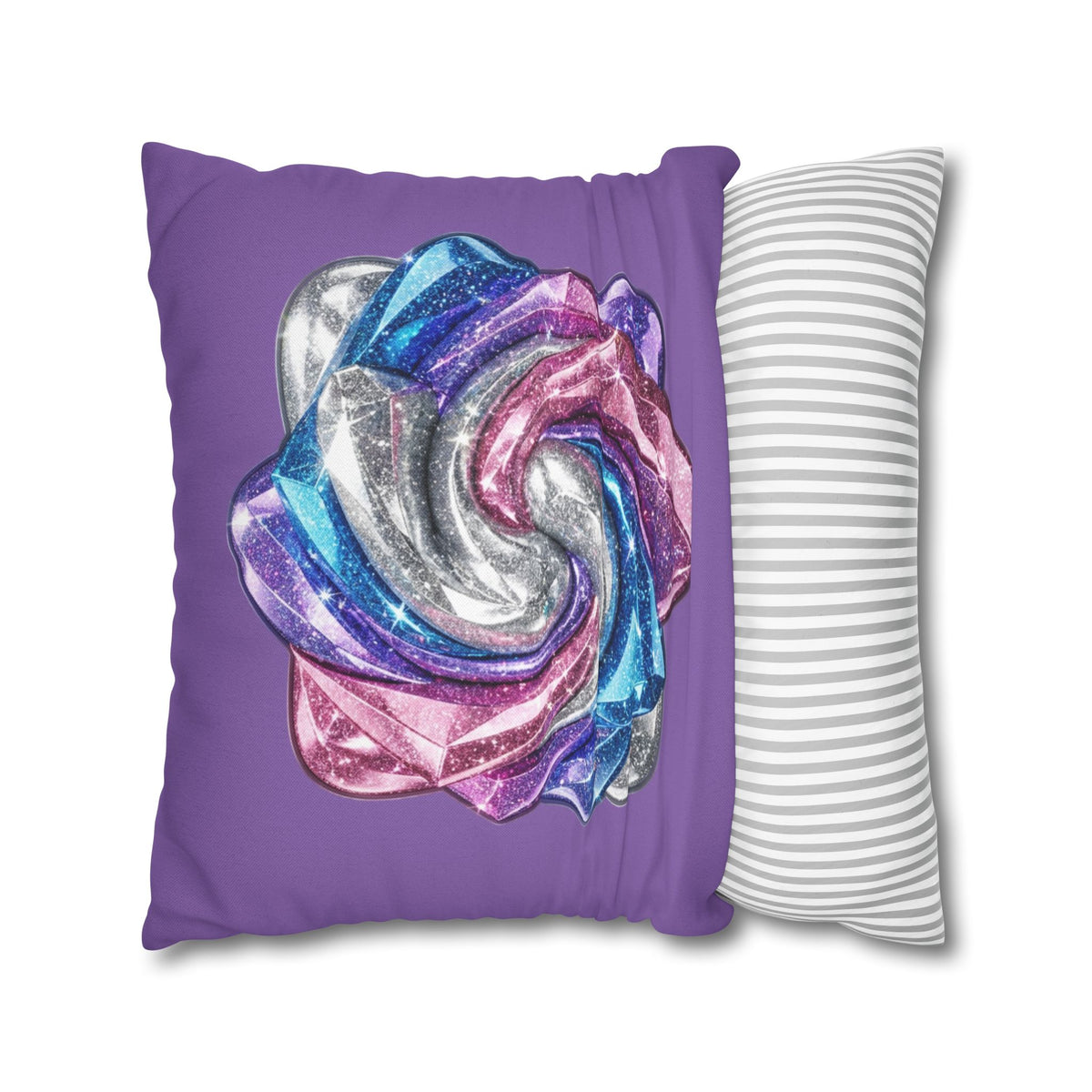 3D Glitter Design Light Purple Spun Polyester Square Pillowcase