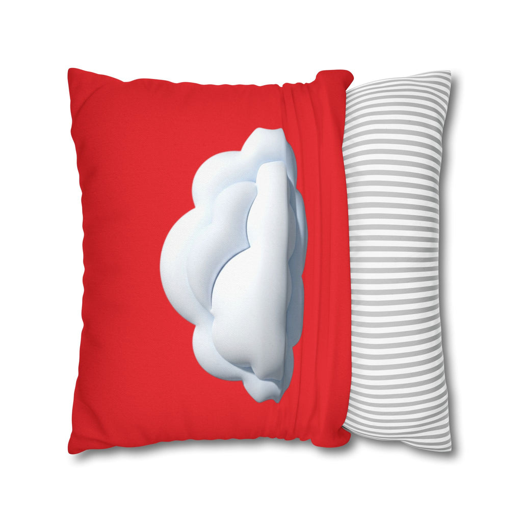 Cloud Graphic Red Pillowcase — Red Cute Cloud Decor
