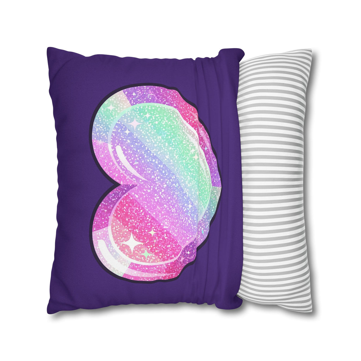 Pastel Glitter Heart Pillowcase Spun Polyester Square Pillowcase- Dark Purple