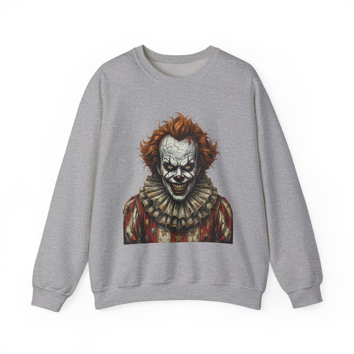 Creepy Clown Crewneck Sweatshirt – Horror Movie Inspired Graphic