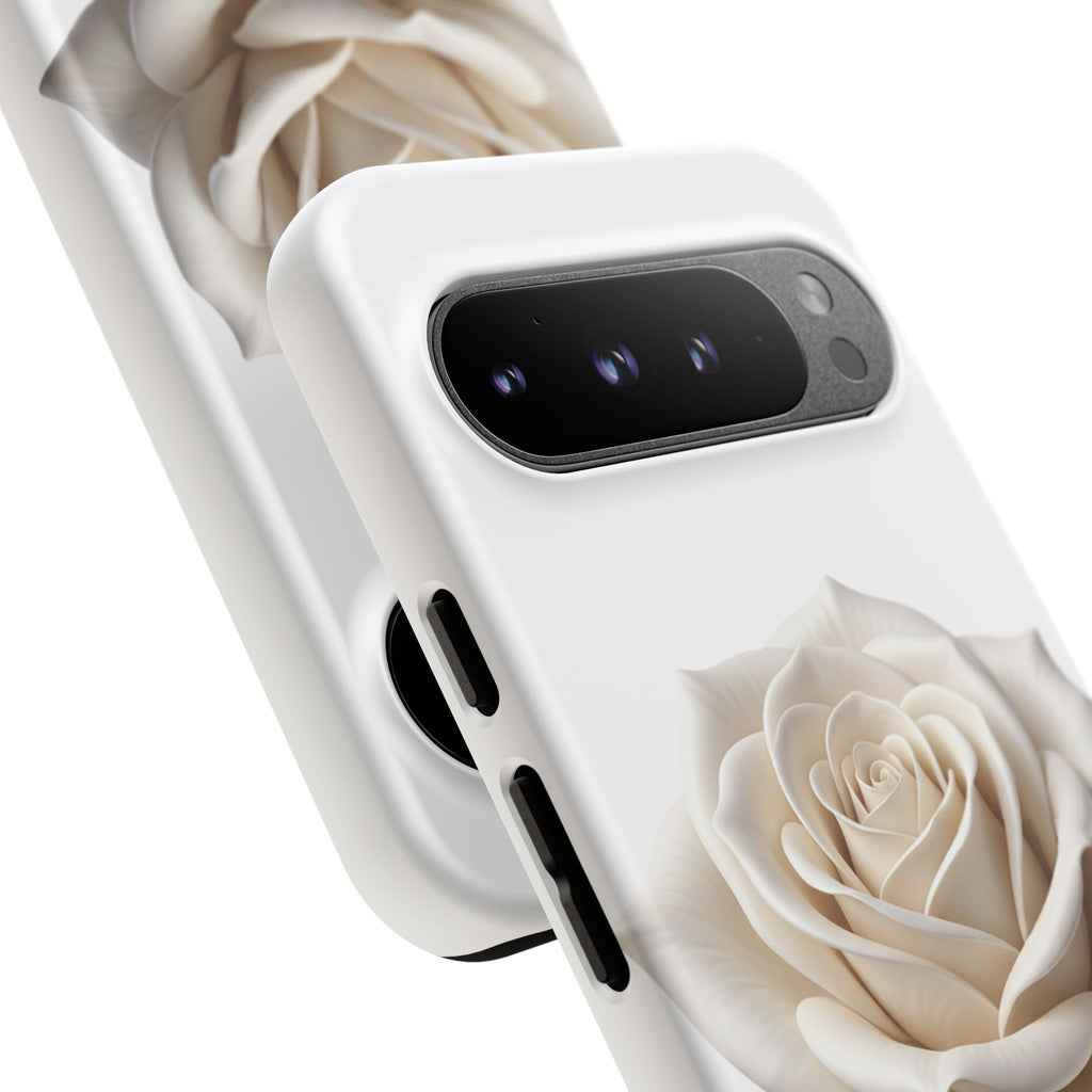 White Rose Tough Phone Case – Elegant Floral Protective Cover