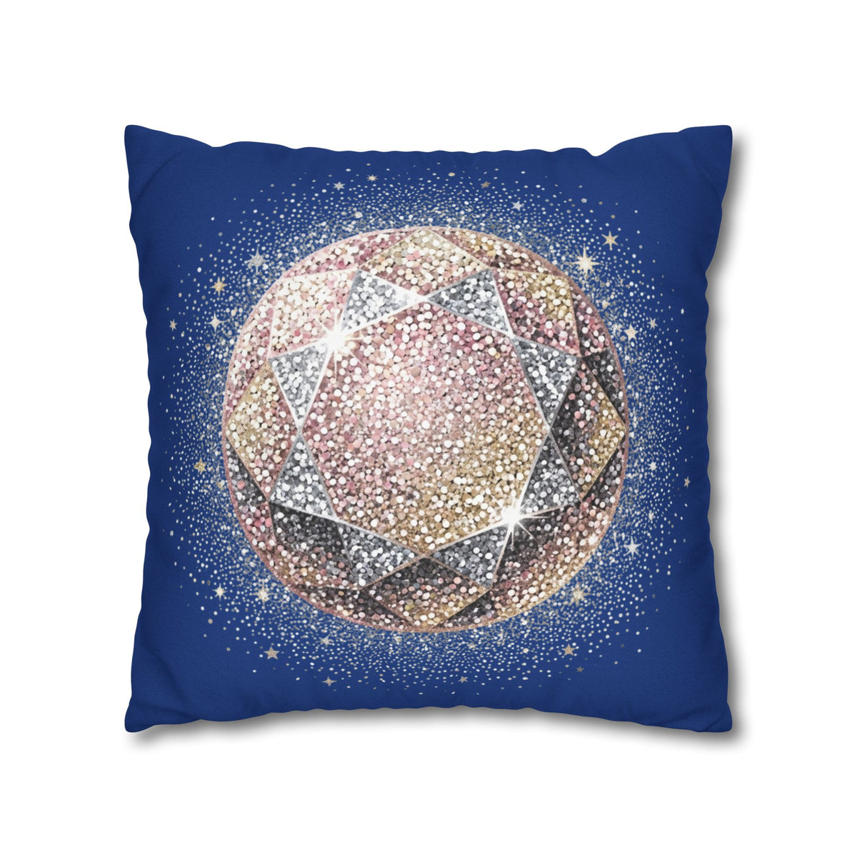 Glittery Navy Spun Polyester Square Pillowcase