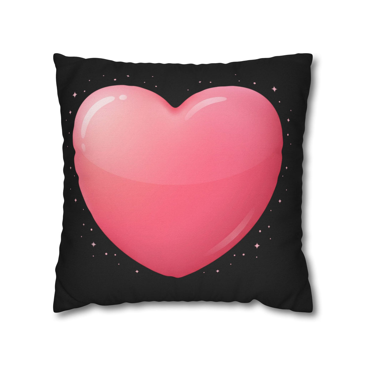 Pink Heart Black Spun Polyester Square Pillowcase