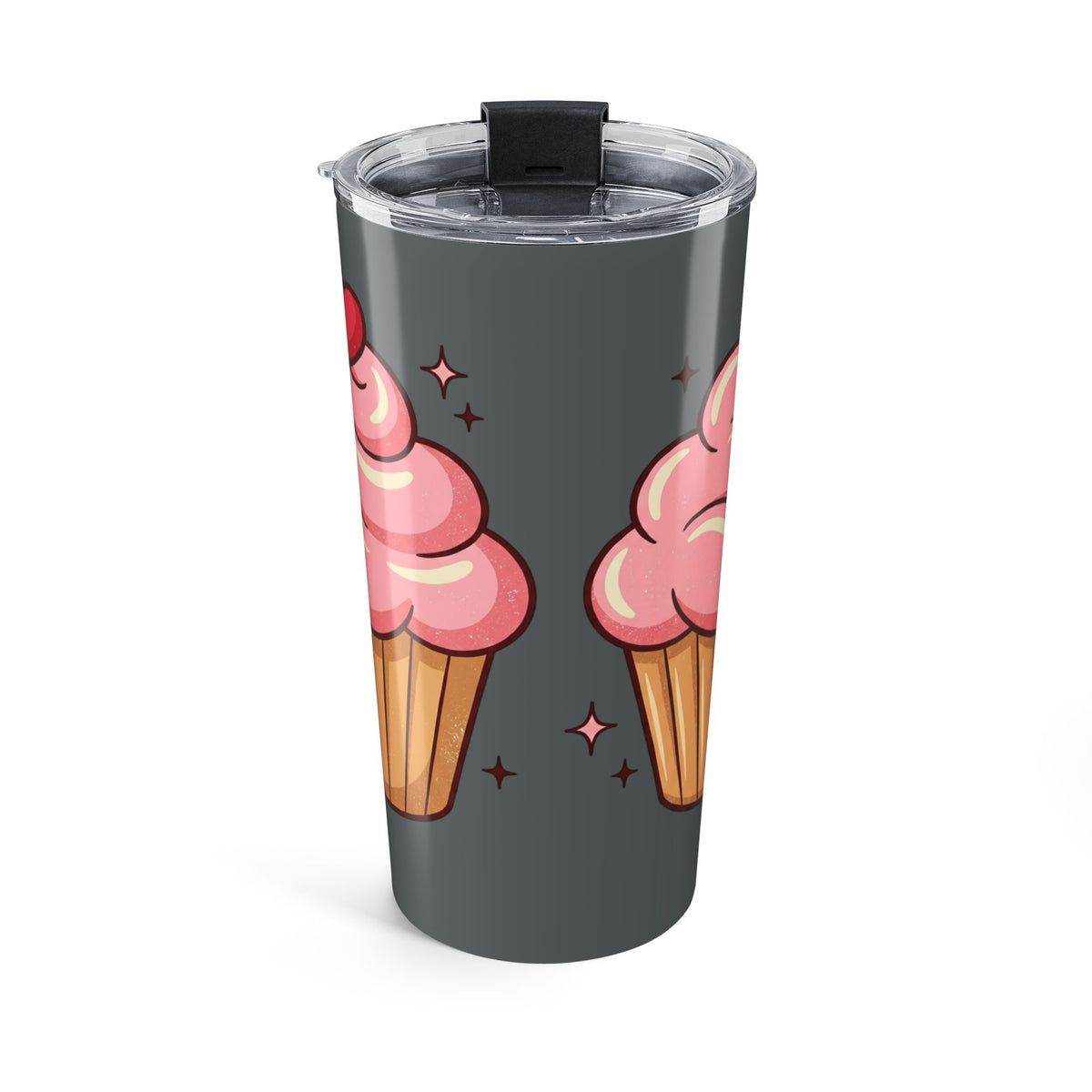 Pink Cupcake Tumbler 20oz- Dark Grey