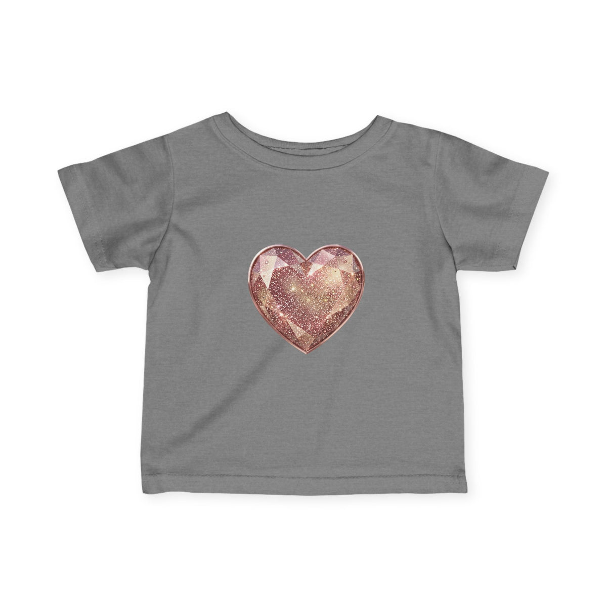 Infant Tee — Rose Gold Glitter Heart Baby T‑Shirt