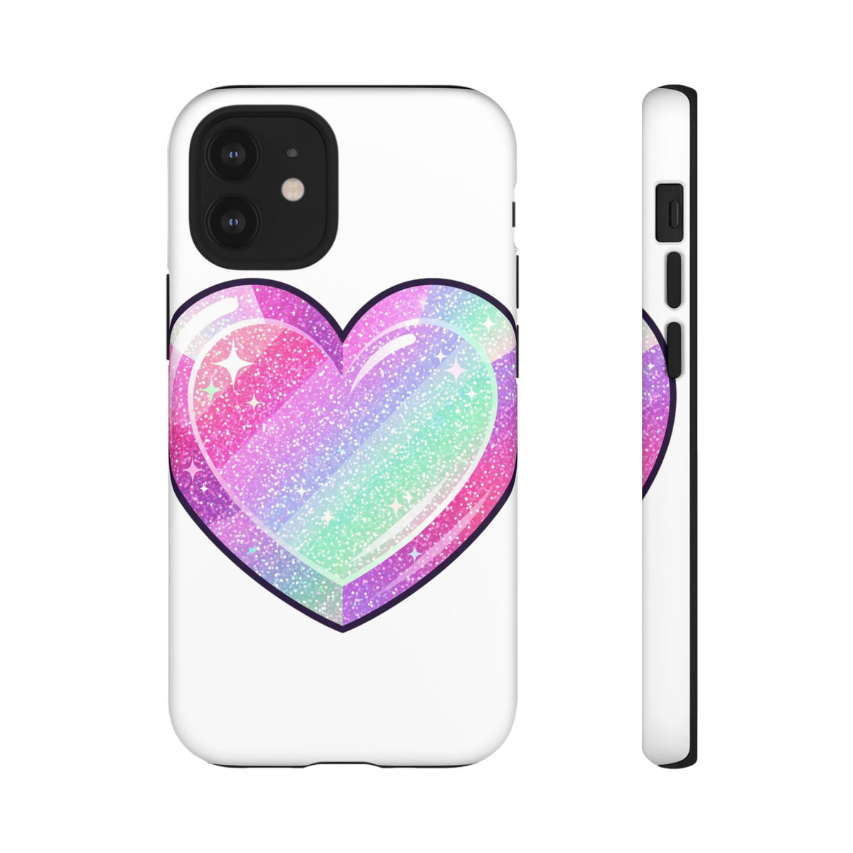 Pastel Glitter Heart Tough Phone Case — Cute Protective Phone Cover
